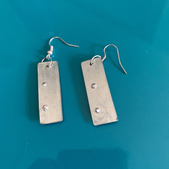 Funky Silver Tone Distressed Artesian Earrings - Steampunk Earrings - OOAK - Picture 5 of 6